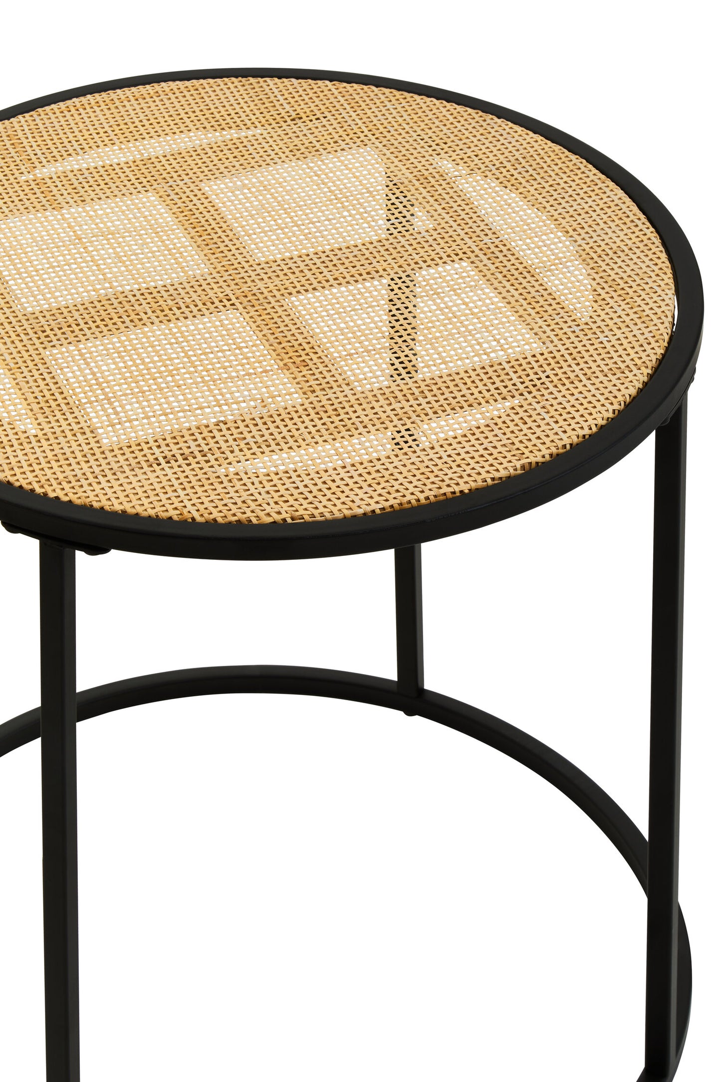 Indy Natural Rattan Industrial Round Side Table