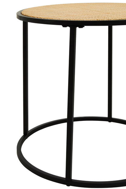 Indy Natural Rattan Industrial Round Side Table