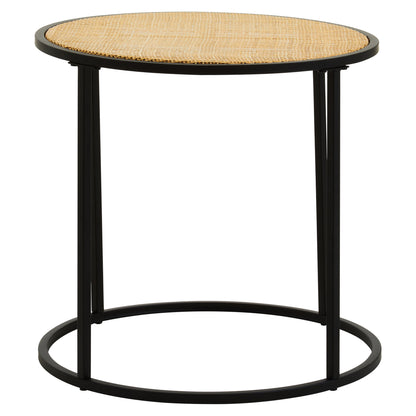 Indy Natural Rattan Industrial Round Side Table | Bali & Blue