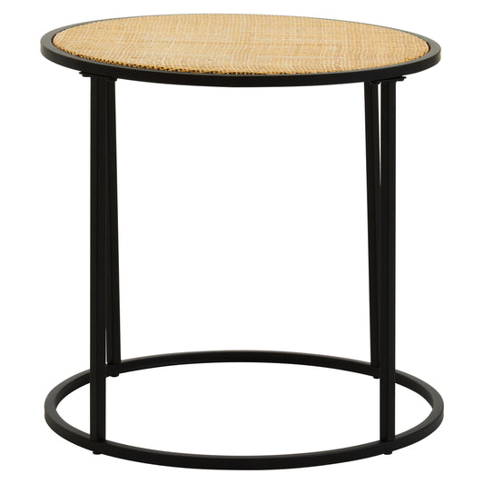 Indy Natural Rattan Industrial Round Side Table | Bali & Blue