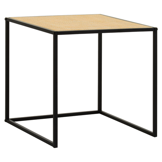 Indy Natural Rattan Industrial Square Side Table