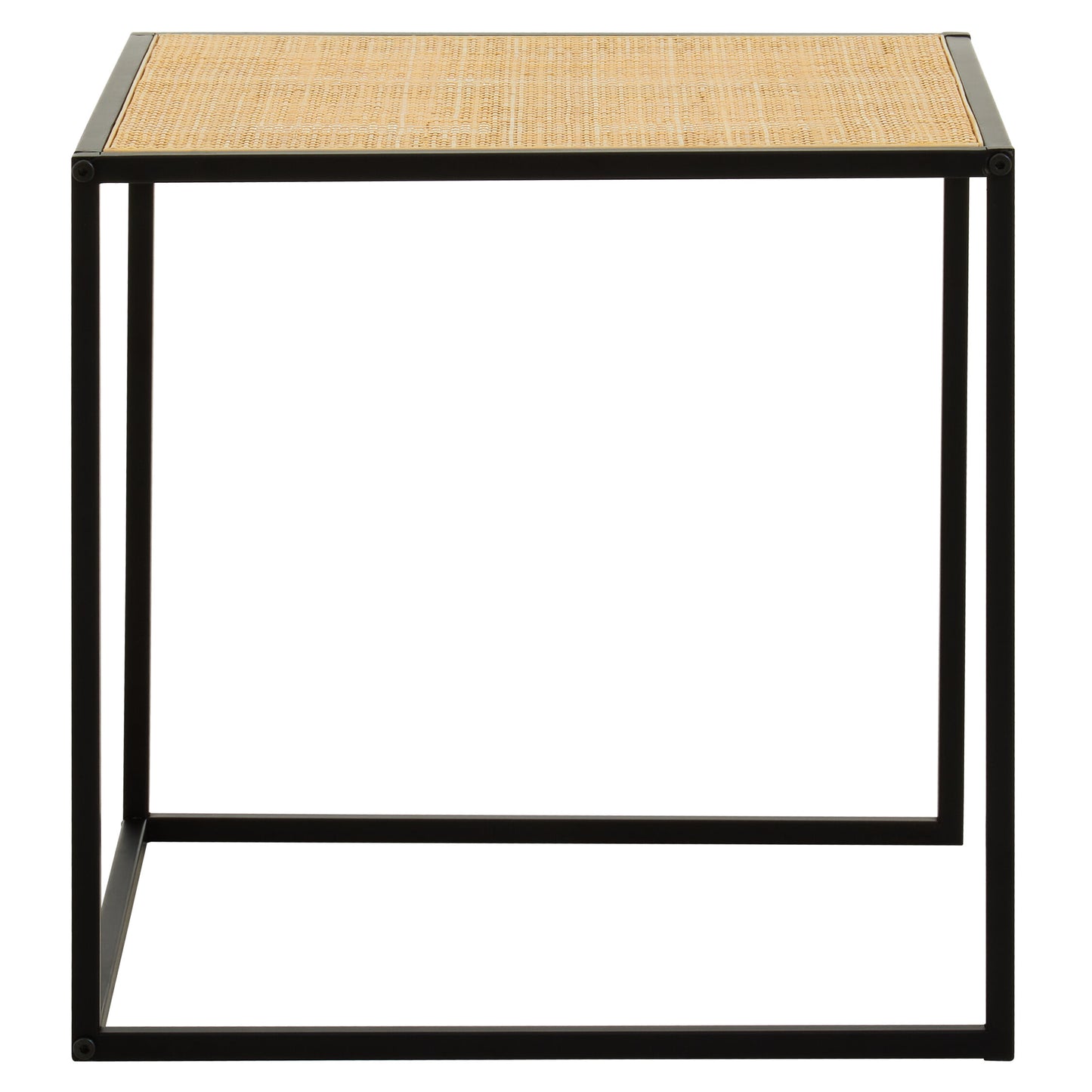 Indy Natural Rattan Industrial Square Side Table