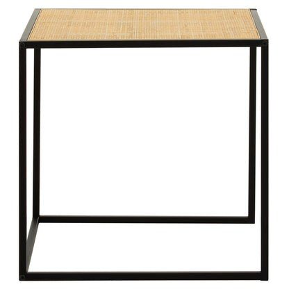 Indy Natural Rattan Industrial Square Side Table