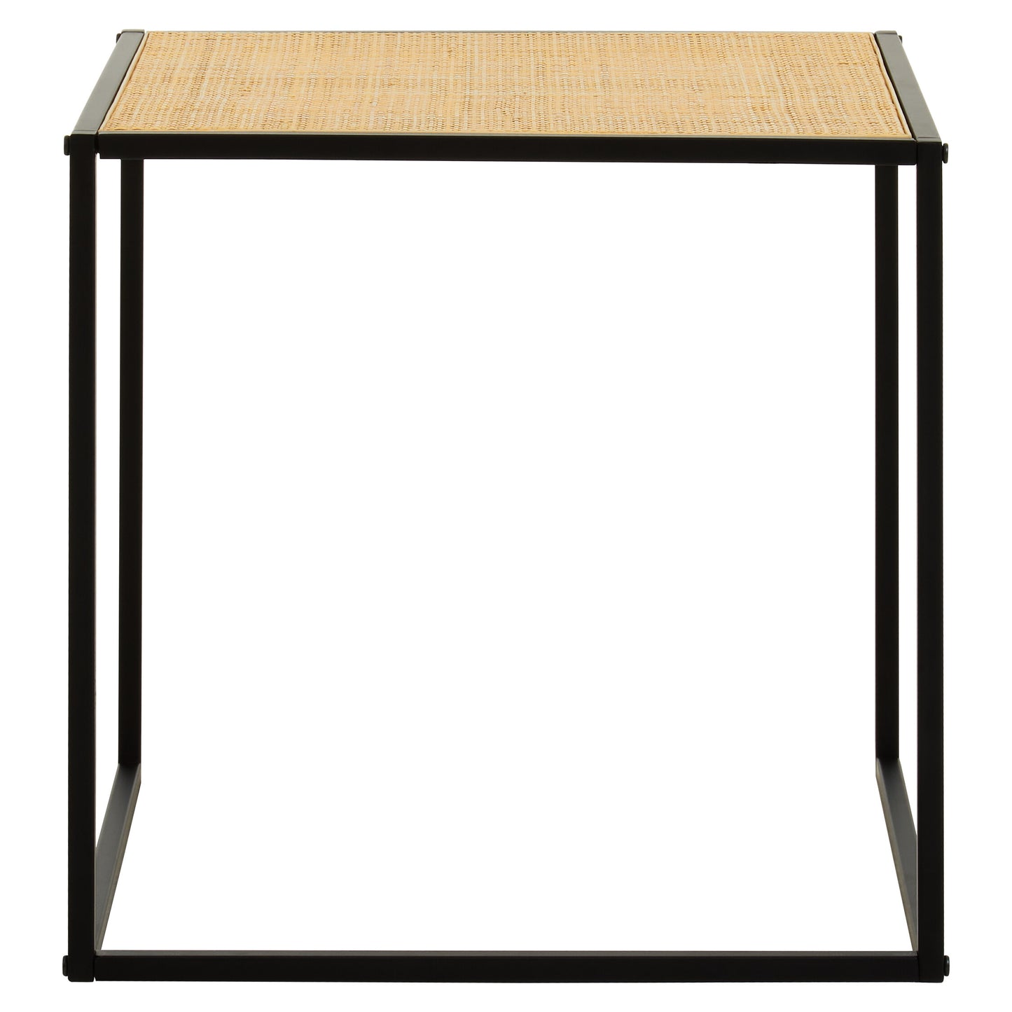 Indy Natural Rattan Industrial Square Side Table