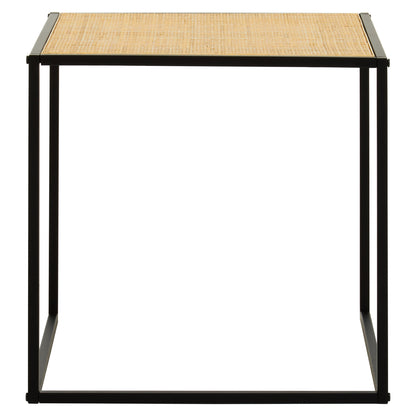 Indy Natural Rattan Industrial Square Side Table