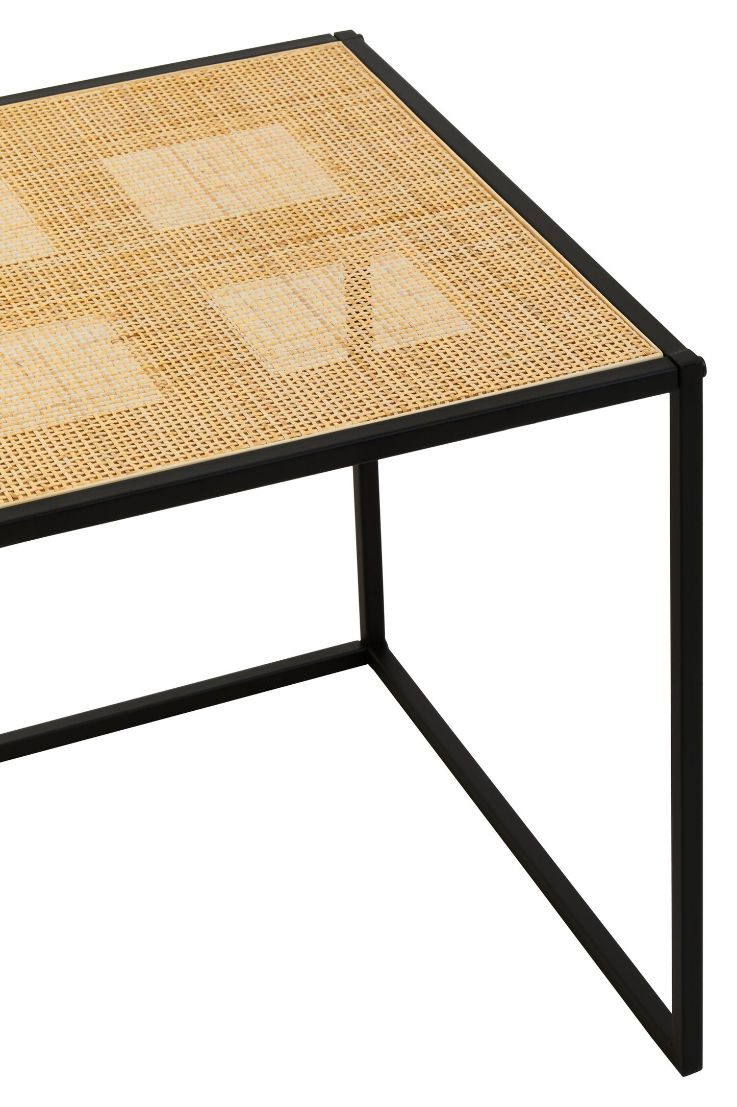 Indy Natural Rattan Industrial Square Side Table
