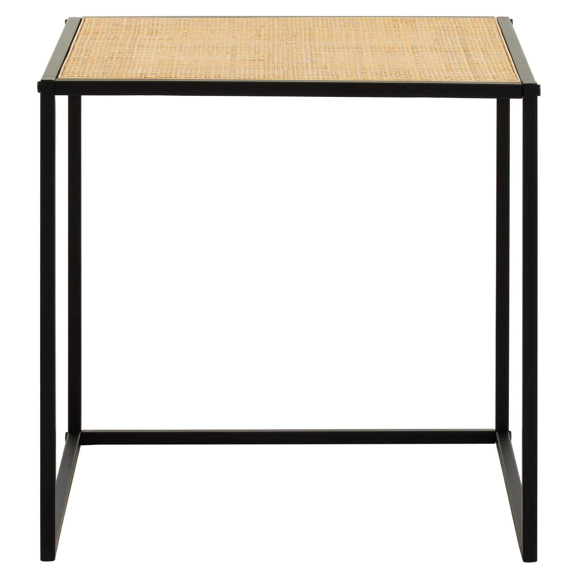 Indy Natural Rattan Industrial Square Side Table | Bali & Blue