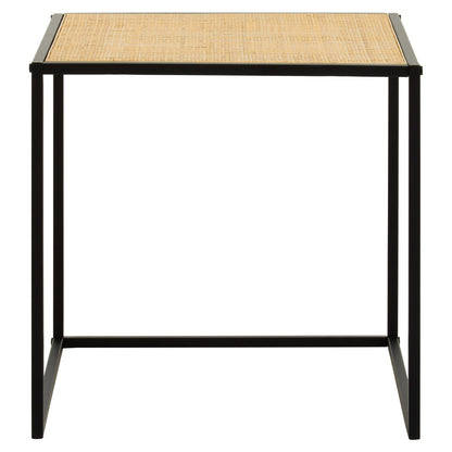 Indy Natural Rattan Industrial Square Side Table | Bali & Blue