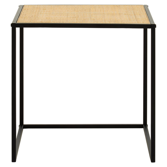 Indy Natural Rattan Industrial Square Side Table | Bali & Blue