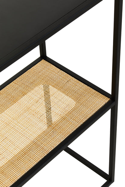 Indy 2 Tier Rattan And Metal Console Table