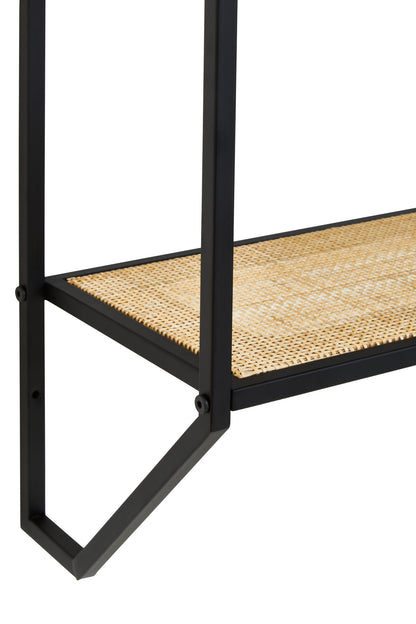 Indy Natural Rattan Industrial Two Tier Wall Shelf