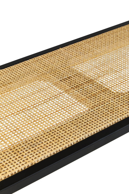 Indy Natural Rattan Industrial Two Tier Wall Shelf