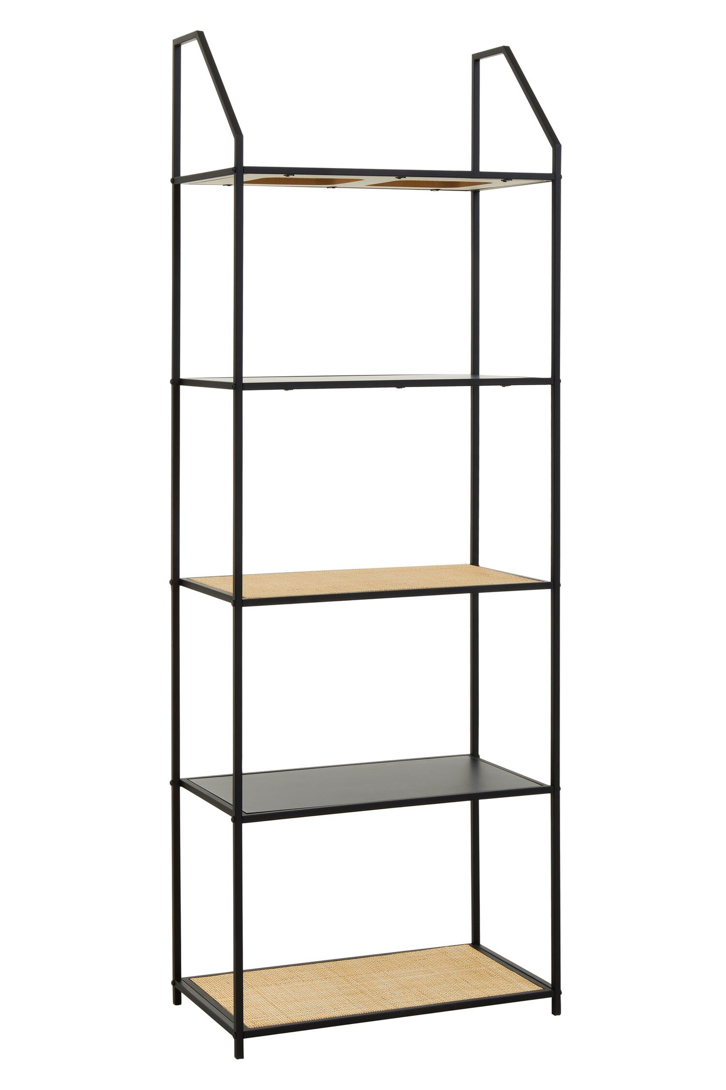 Indy Natural Rattan Industrial Five Tier Shelving Unit