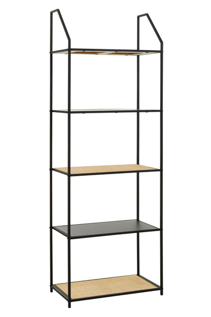 Indy Natural Rattan Industrial Five Tier Shelving Unit