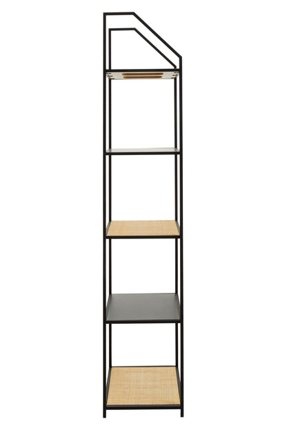 Indy Natural Rattan Industrial Five Tier Shelving Unit