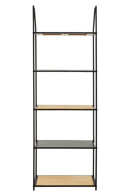 Indy Natural Rattan Industrial Five Tier Shelving Unit