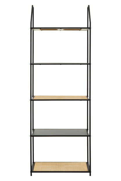 Indy Natural Rattan Industrial Five Tier Shelving Unit | Bali & Blue