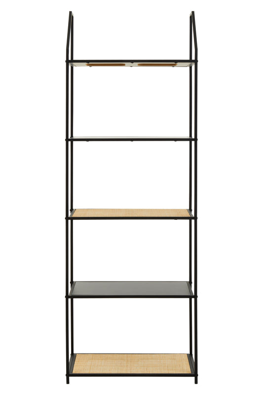 Indy Natural Rattan Industrial Five Tier Shelving Unit | Bali & Blue