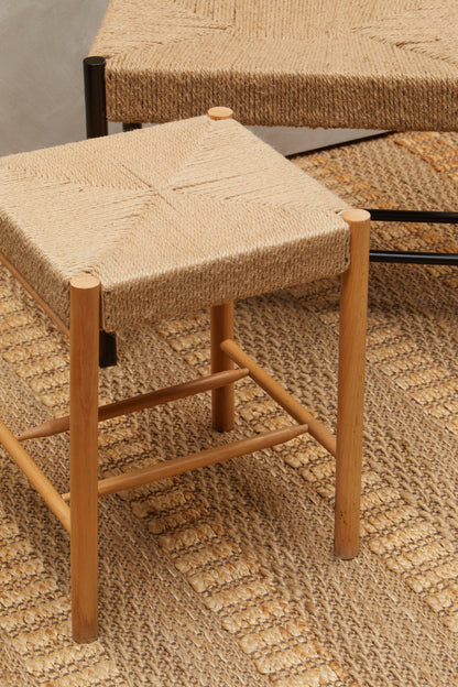 Bali Natural Rope Beechwood Boho Bar Stool