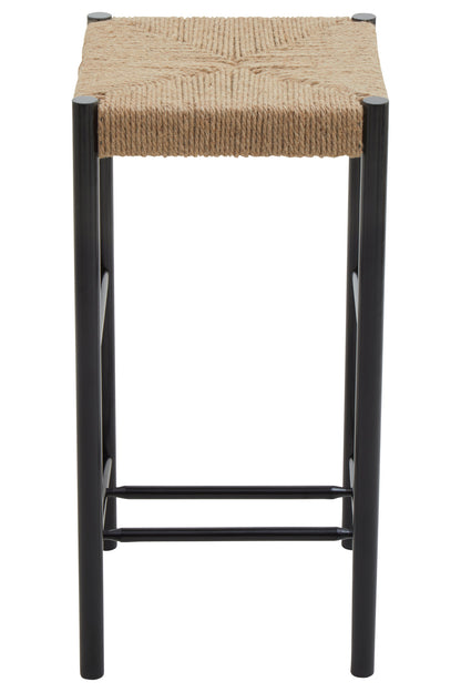 Bali Natural Rope and Black Wood Bar Stool