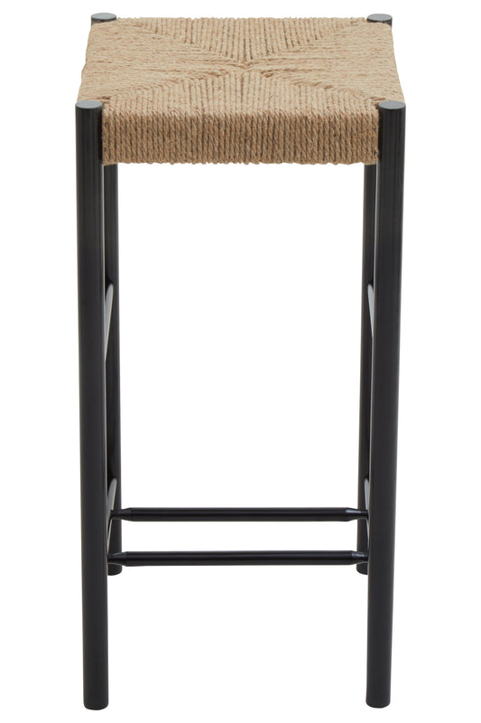 Bali Natural Rope and Black Wood Bar Stool