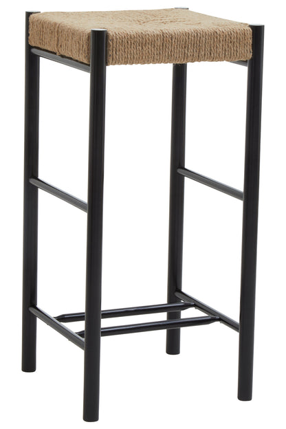 Bali Natural Rope and Black Wood Bar Stool