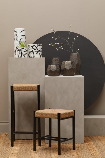 Bali Natural Rope and Black Wood Bar Stool