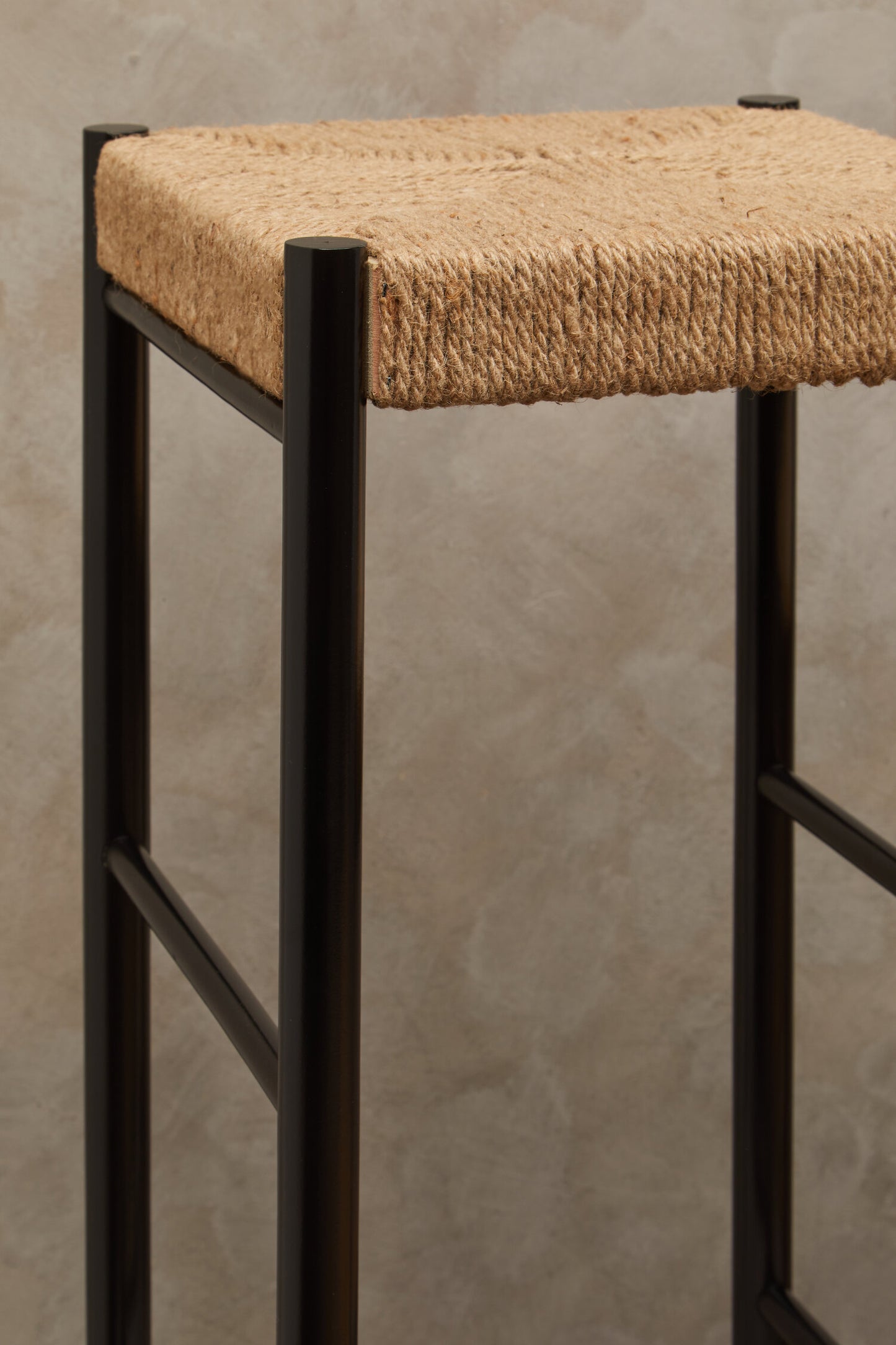 Bali Natural Rope and Black Wood Bar Stool