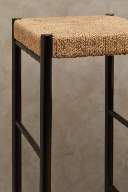Bali Natural Rope and Black Wood Bar Stool
