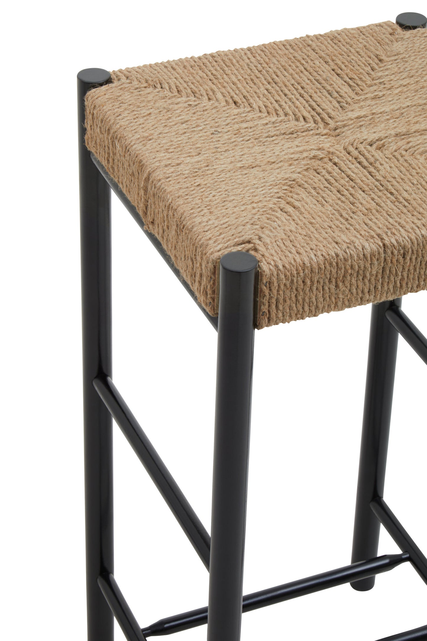 Bali Natural Rope and Black Wood Bar Stool