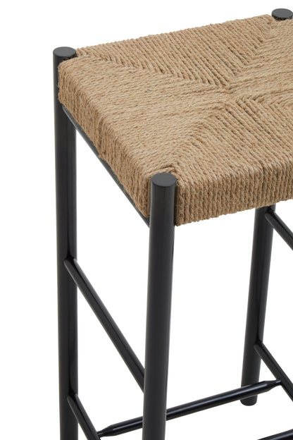 Bali Natural Rope and Black Wood Bar Stool