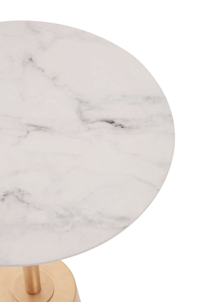 Venus Luxe White Marble Effect Top Gold Base Side Table