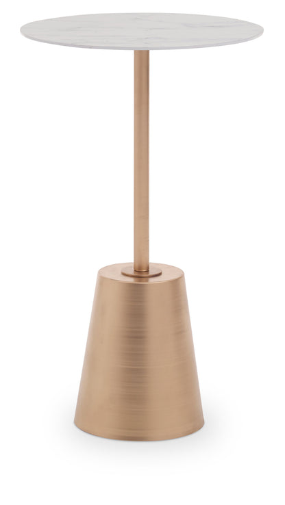 Venus Luxe White Marble Effect Top Gold Base Side Table