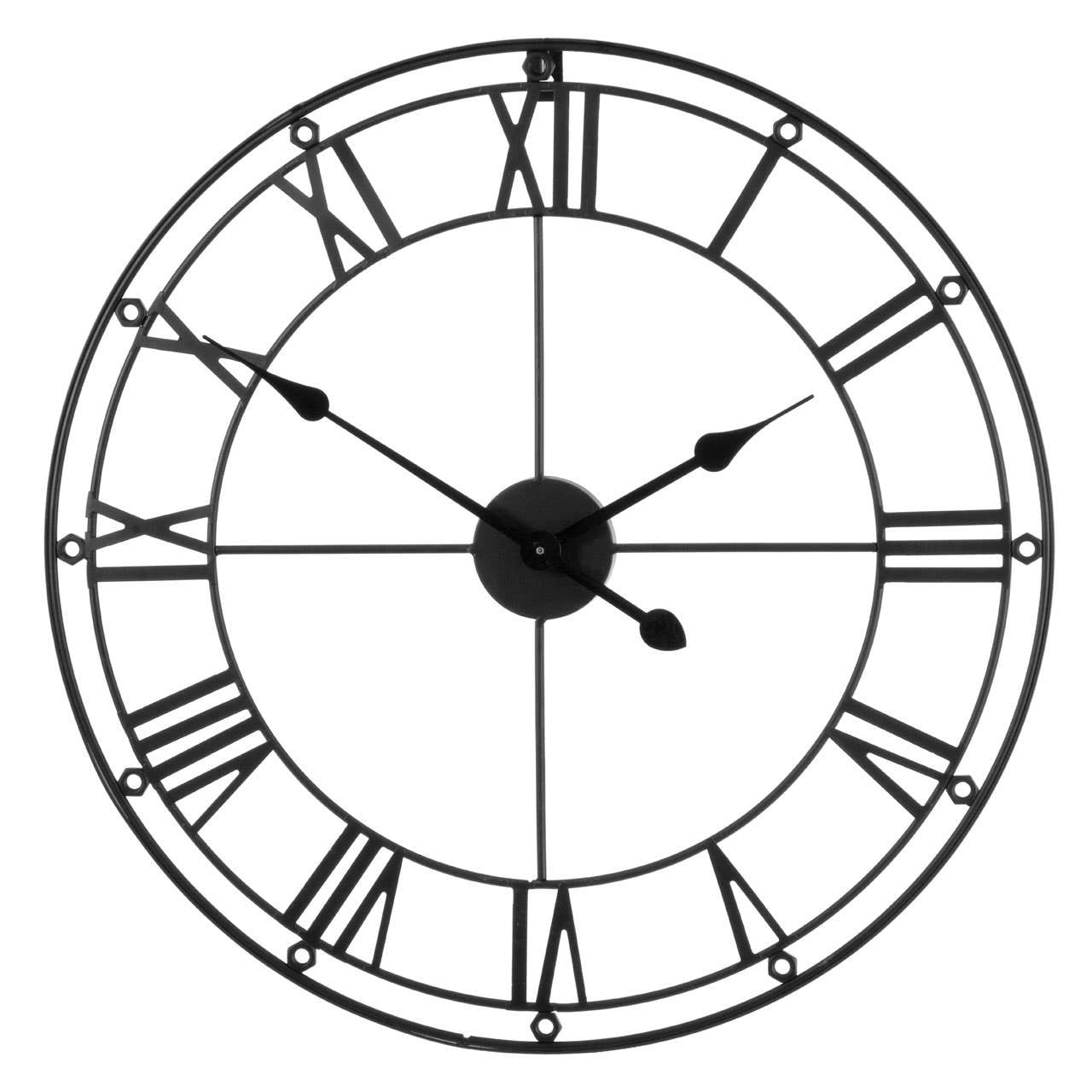 Roman Industrial Matt Black Metal Wall Clock