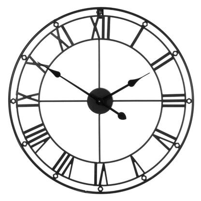 Roman Industrial Matt Black Metal Wall Clock