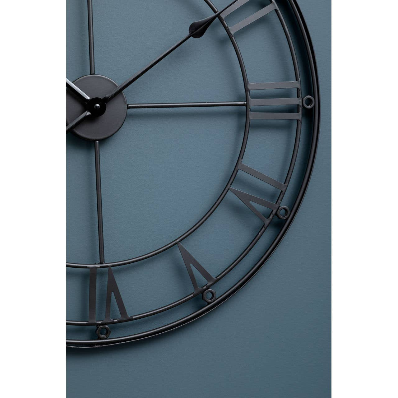 Roman Industrial Matt Black Metal Wall Clock