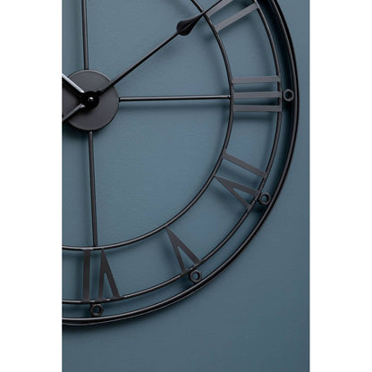 Roman Industrial Matt Black Metal Wall Clock