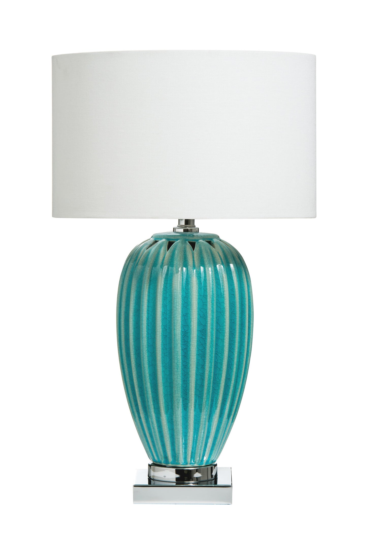 Tropic Turquoise Ceramic Scallop Table Lamp | Bali & Blue