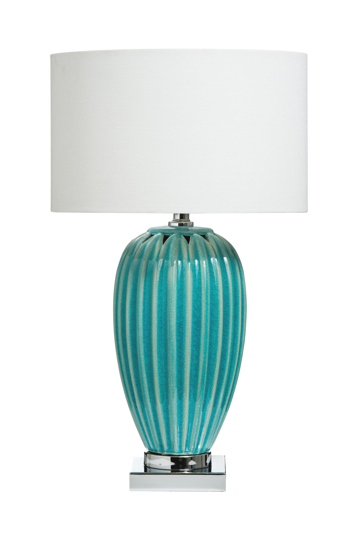 Tropic Turquoise Ceramic Scallop Table Lamp | Bali & Blue