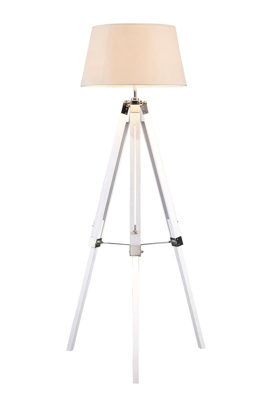 Remy White Wood Tripod Floor Lamp | Bali & Blue