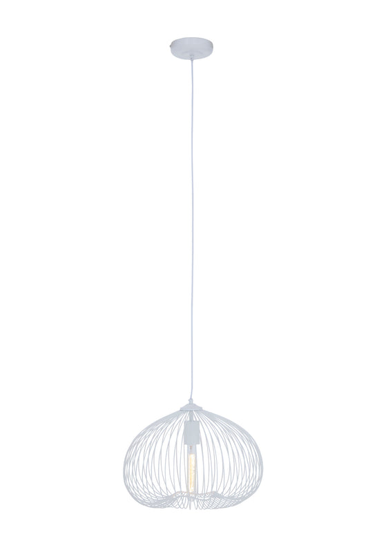 Industrial White Metal 1 Bulb Pendant Light