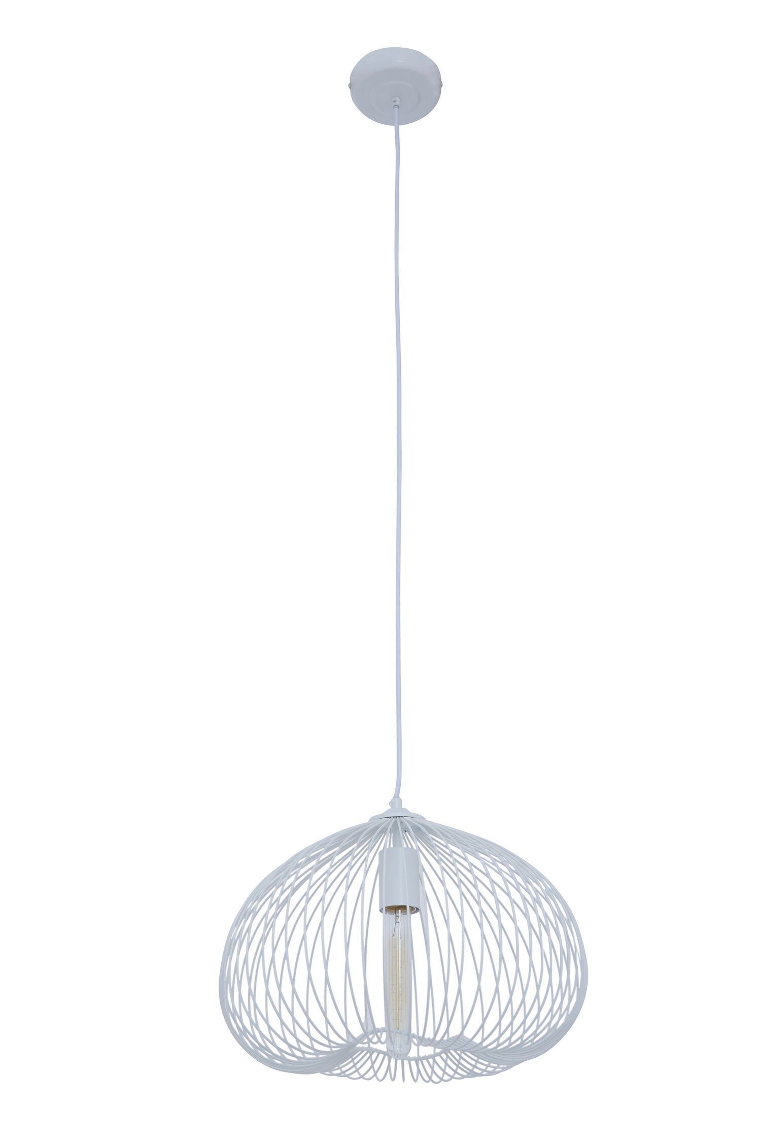 Industrial White Metal 1 Bulb Pendant Light | Bali & Blue