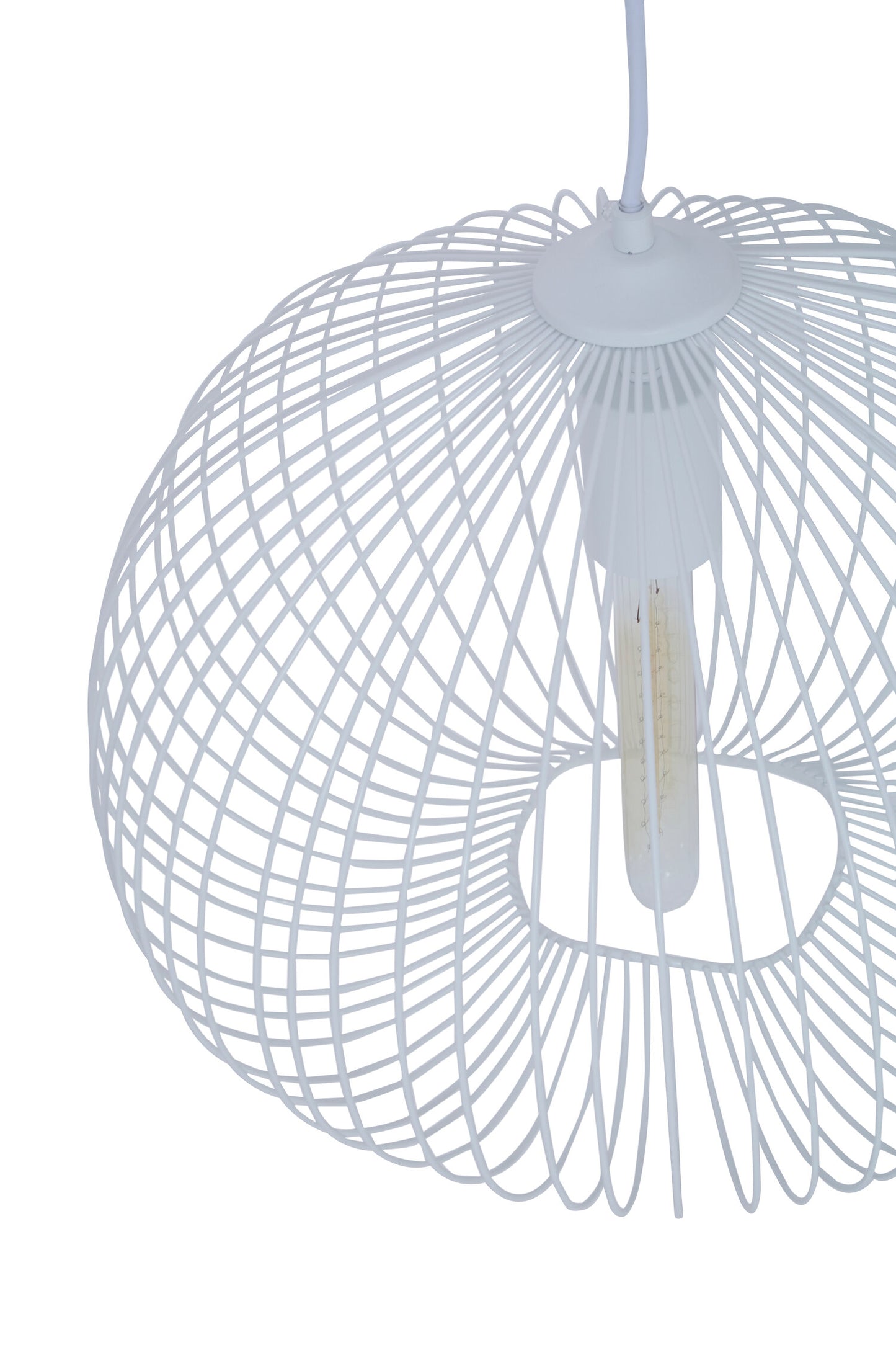 Industrial White Metal 1 Bulb Pendant Light