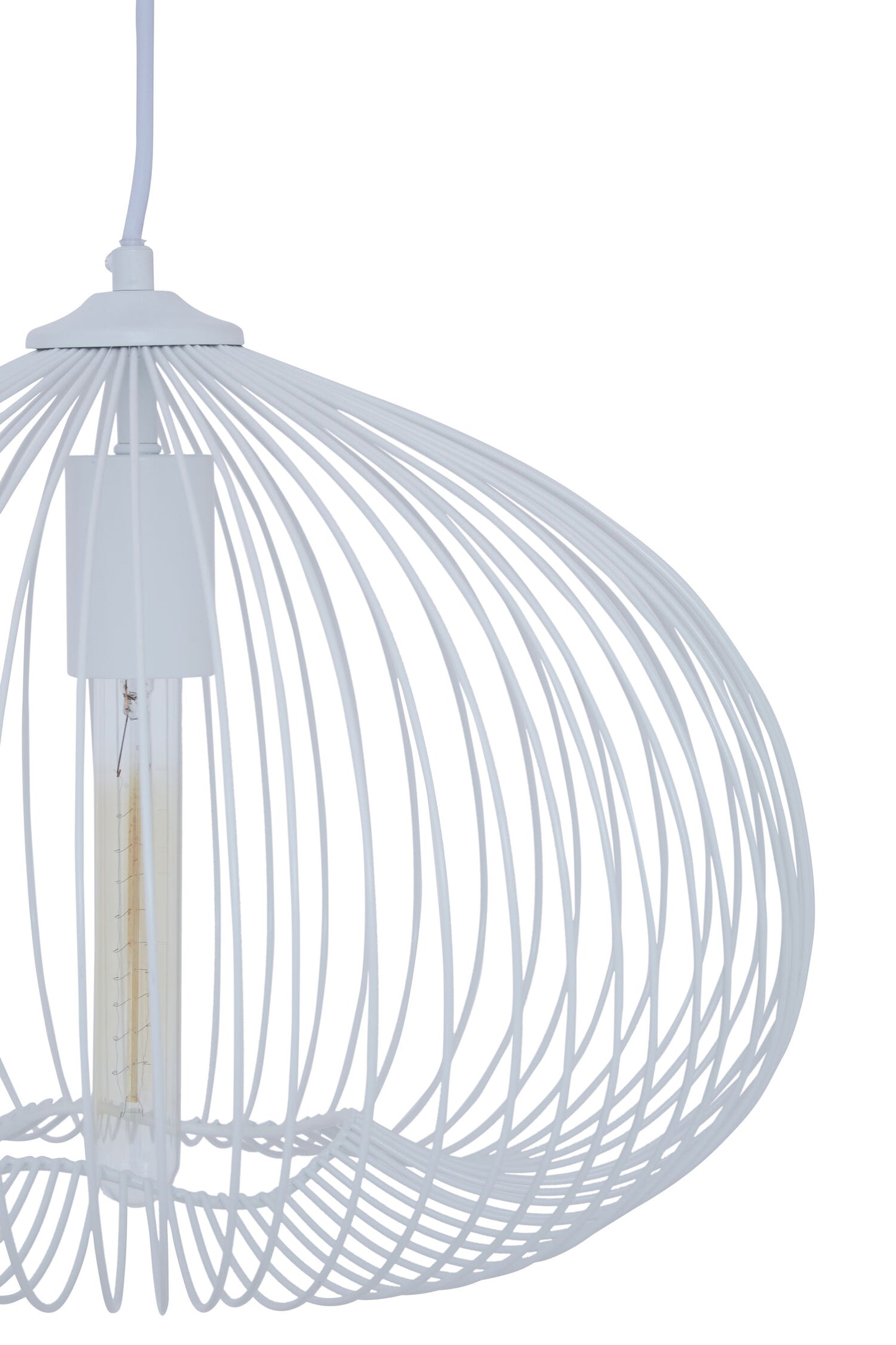 Industrial White Metal 1 Bulb Pendant Light