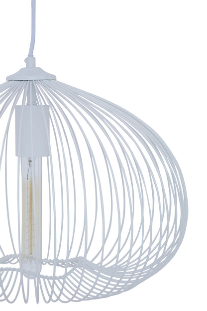 Industrial White Metal 1 Bulb Pendant Light
