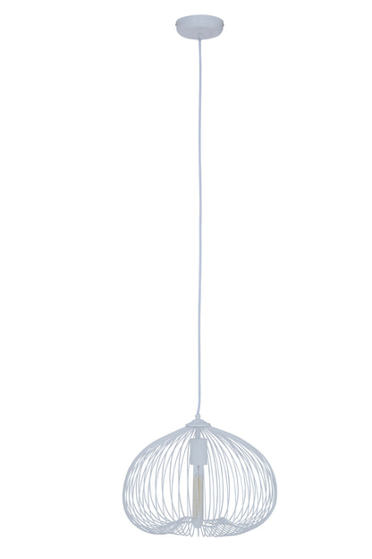 Industrial White Metal 1 Bulb Pendant Light
