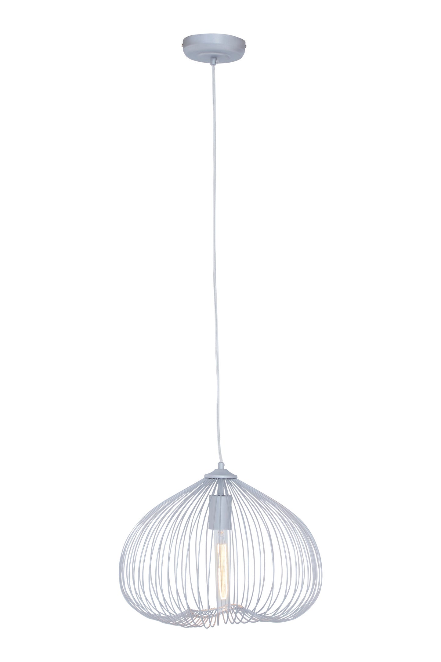 Industrial Silver Metal 1 Bulb Pendant Light