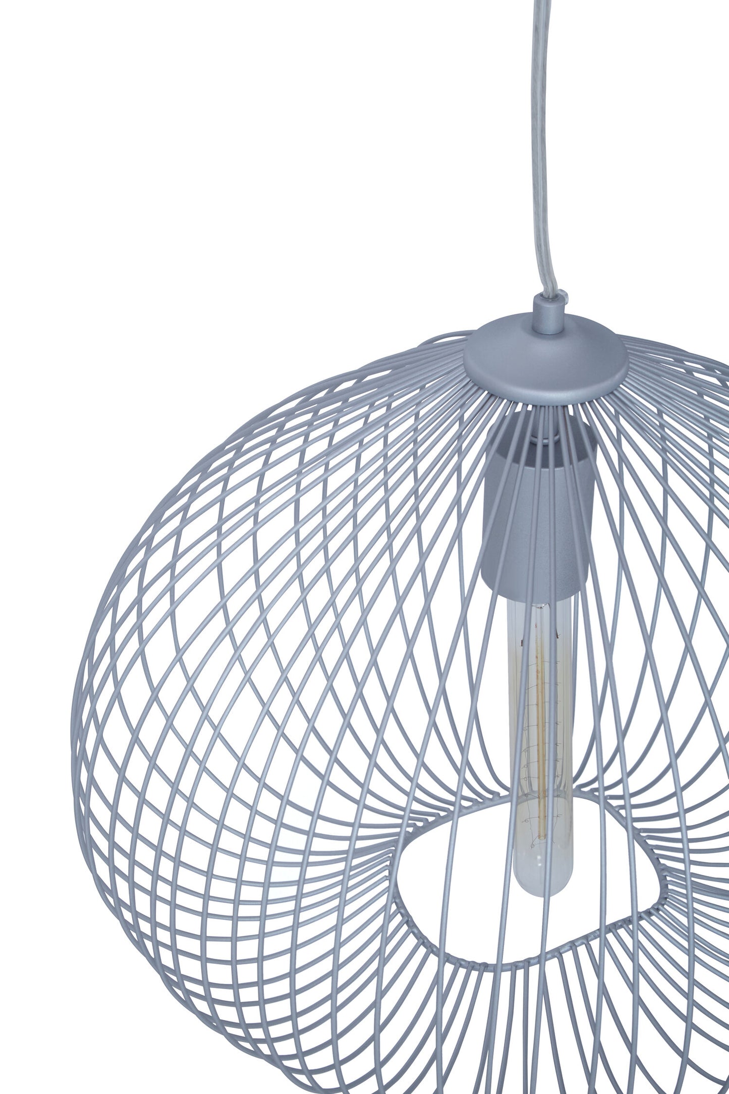 Industrial Silver Metal 1 Bulb Pendant Light