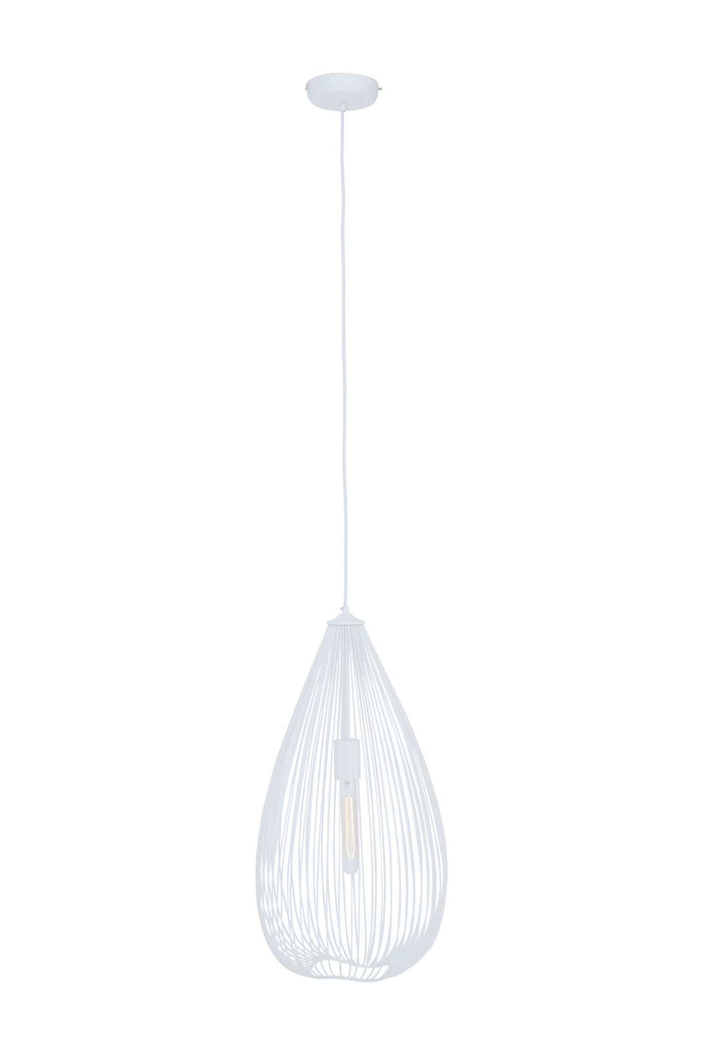 Industrial White Metal Teardrop Pendant Light