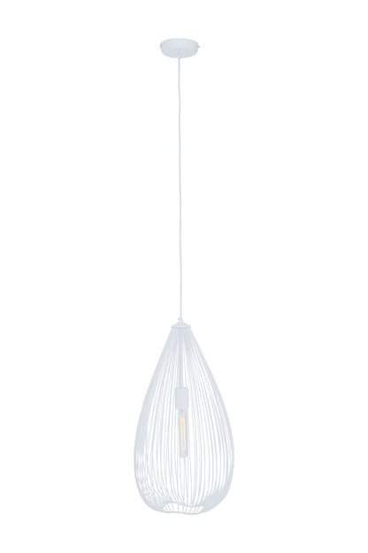 Industrial White Metal Teardrop Pendant Light